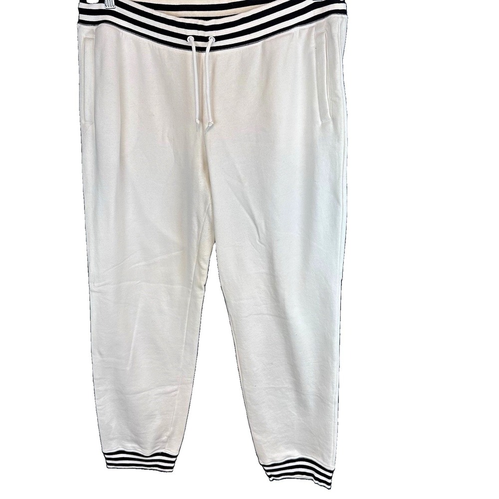 adidas Womens Jogger Pants XL White Black Drawstring Elastic Waist Stretch